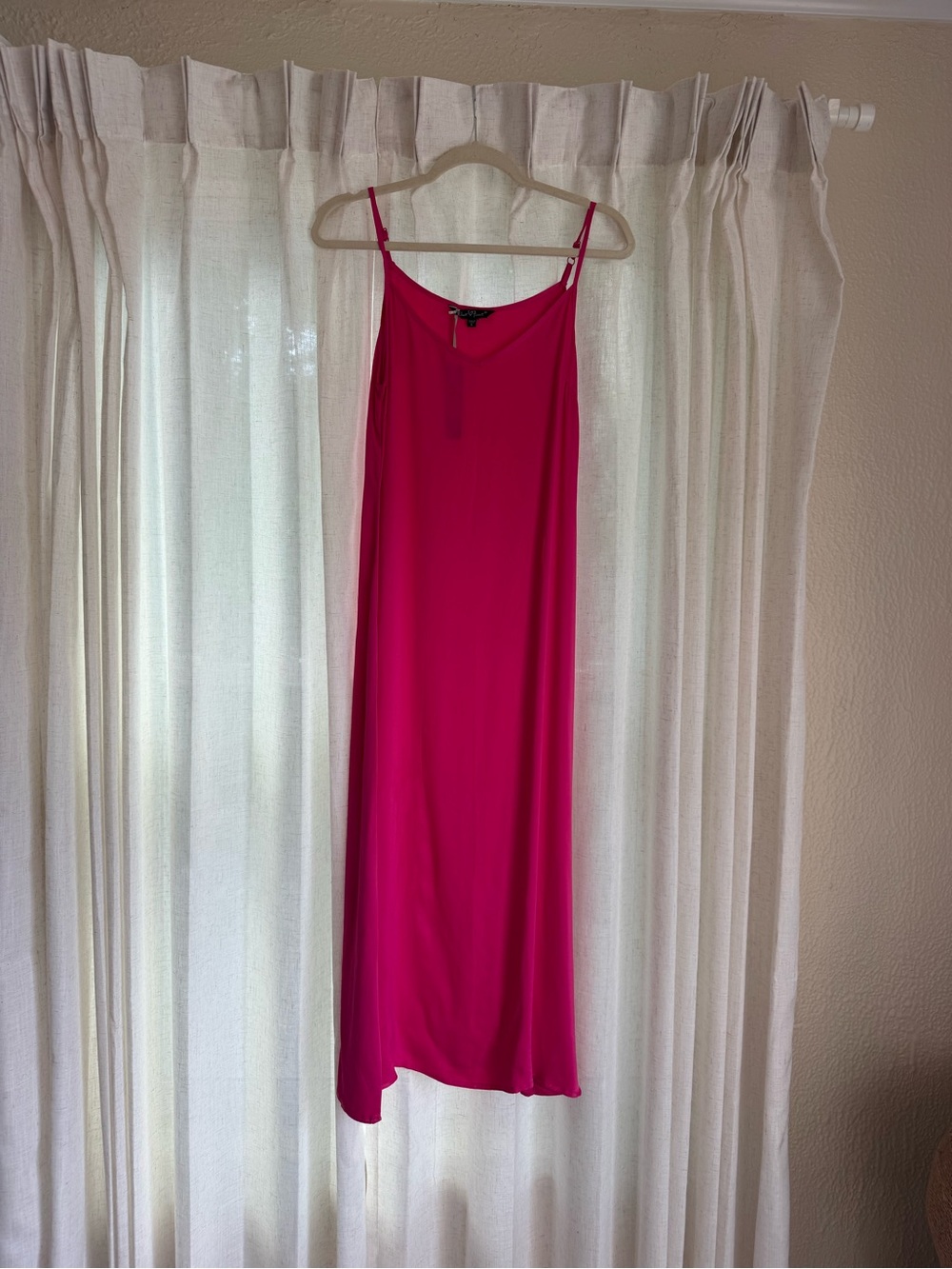Bright Pink Slip Dress - Spaghetti Strap